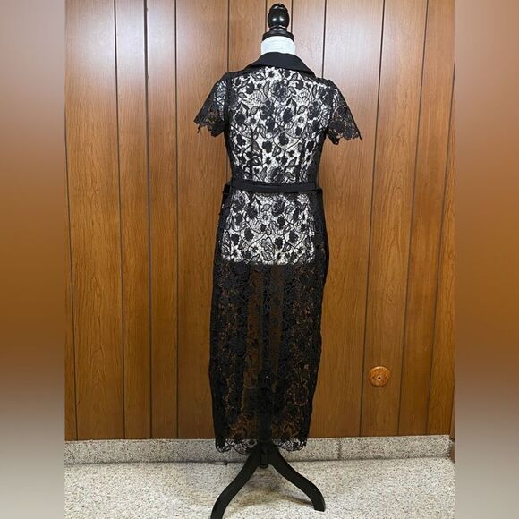 Self-Portrait Button-Up Laced Midi Dress size 2 - Picture 12 of 15